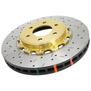 DBA Gold Front Drilled & Slotted 5000 Series 2 Piece Rotor | 2003-2006 Mitsubishi Lancer Evo 8/9 (52218GLDXS)