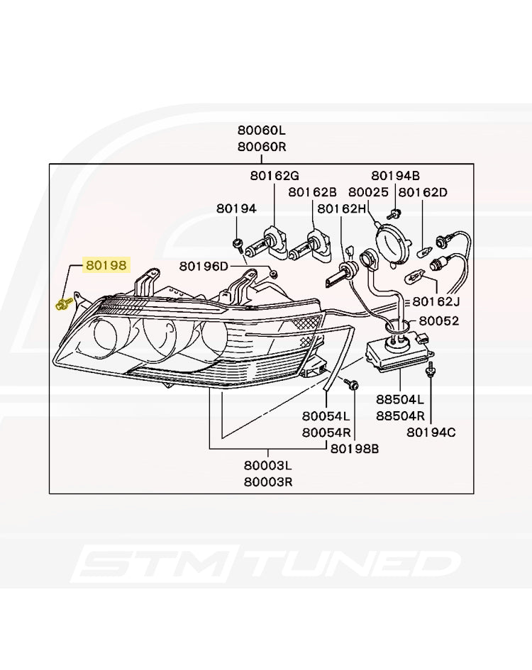 Mitsubishi OEM Headlight Mounting Bolt M6x20 for Evo 7/8/9 (MS241187)