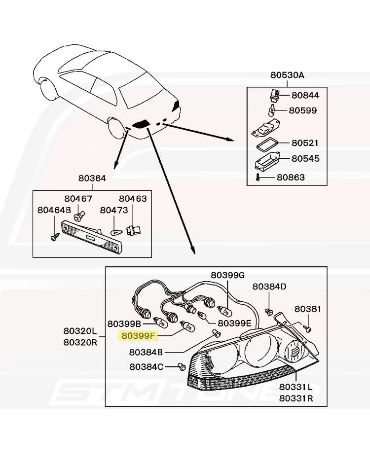 Mitsubishi OEM Rear Turn Signal Bulb for Evo 7/8/9 (MS820050)